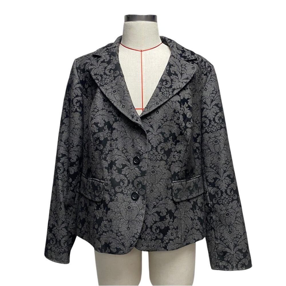 Evan Picone Black and Gray Patterned Blazer